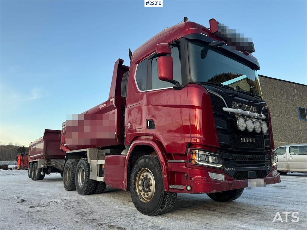 Scania R650 6x4 tipper truck with Sørling triple-axle tra 2020 22216 R650 6x4 tipper truck with Sørling triple-axle tra 20...